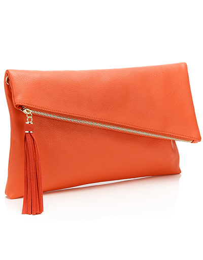 Bright fashions: Orange clutch