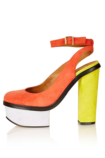 bright fashion: Colour block heels