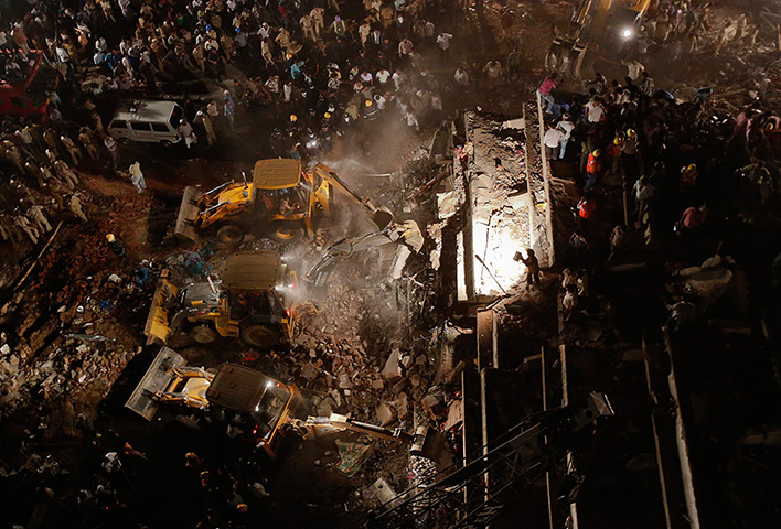 24 hours in pictures: collapsed residential building in  Mumbai