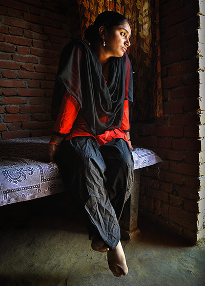 Usha Vishwakarma, 25, the leader of the Red Brigade