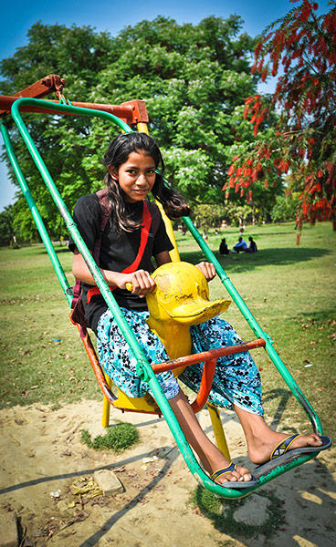 Nargis, 11, the youngest member of the Red Brigade