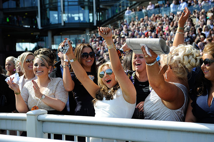Grand National: Racegoers at Aintree racing