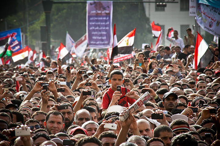 african art: Mosa’ab Elshamy, Protestors during a speech, Tahrir Square, Cairo