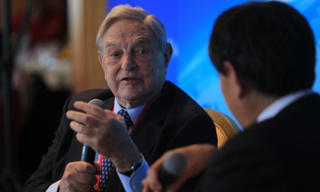 George Soros, who argued today that Germany should drop its opposition to collective euro borrowing.