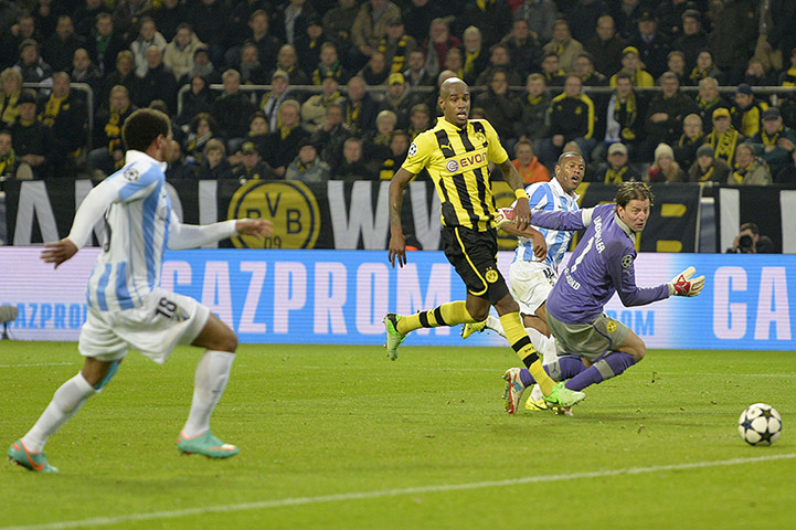 Dortmund against Malaga: Malaga's Portuguese midfielder Eliseu