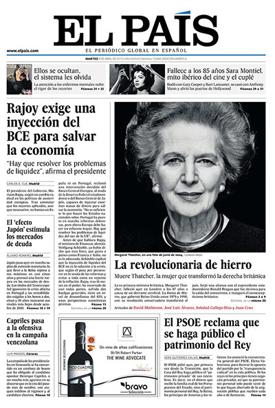 World Maggie front pages : Thatcher International newspaper front pages 