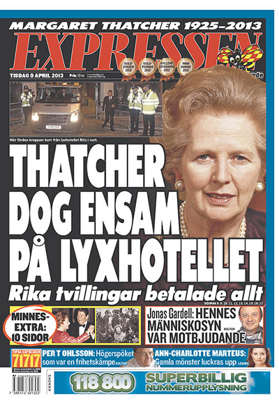 World Maggie front pages : Thatcher International newspaper front pages 