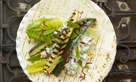 Courgette, feta, pea and mint flatbreads: Allegra McEvedy at Leon