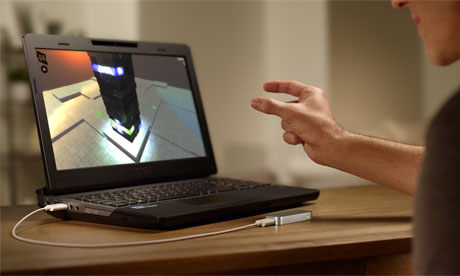 UltraHaptics could be used to create an invisible md-air feedback layer for interaction with motion-tracking sensors such as the Leap Motion.