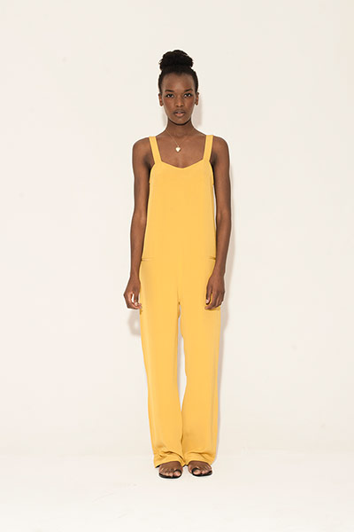 All Ages : yellow sleeveless jumpsuit