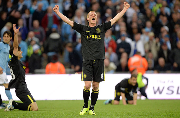 TJ Cup Final 4 : FA Cup Final goalscorer Ben Watson celebrates