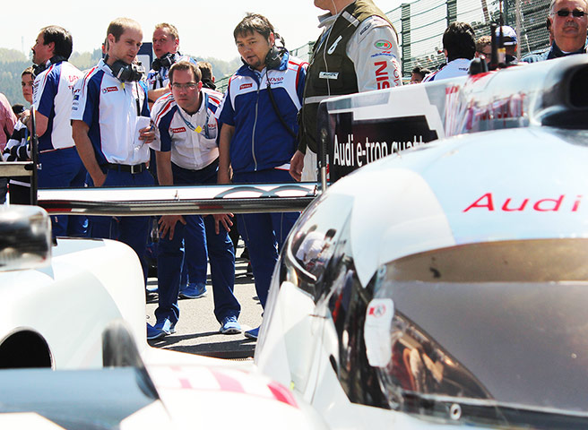 spa: Toyota engineers take a good look at the rear of the 2013 Audi R18 