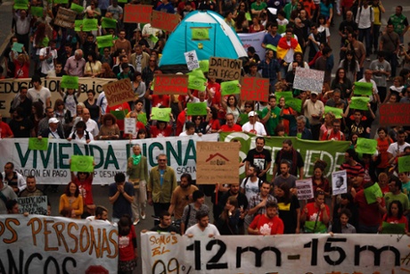Demonstrators march on the second anniversary of the 15M movement in Malaga, southern Spain May 12, 2013
