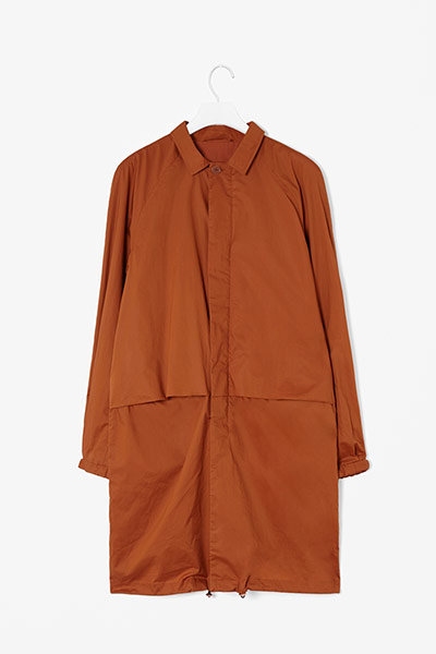 Spring coats: Spring raincoat mens rust parka by Cos