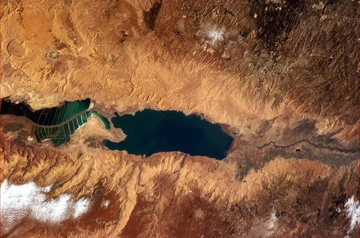 Chris Hadfield's images: Salt ponds and the Dead Sea