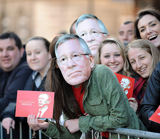 Man Utd winners parade: Sir Alex masks