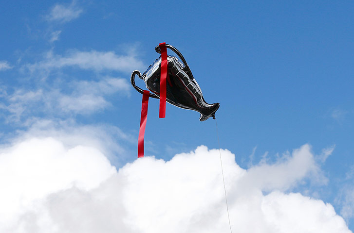 Man Utd winners parade: Trophy balloon