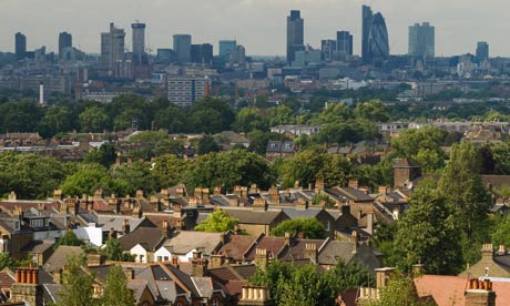 South London suburbs and London skyline