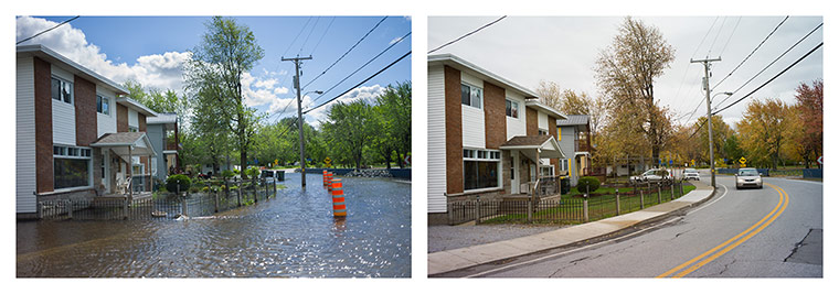 Big Pic - Canada Floods: Diptych of two houses before and after floods