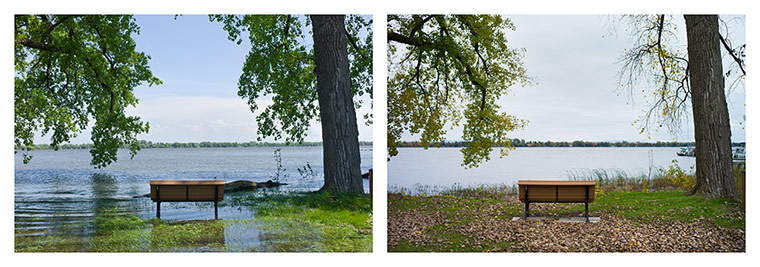 Big Pic - Canada Floods: Diptych of two houses before and after floods 
