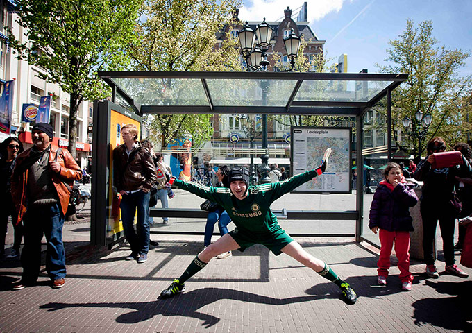 Europa League final: Chelsea fans celebrate in the centre of Amsterdam