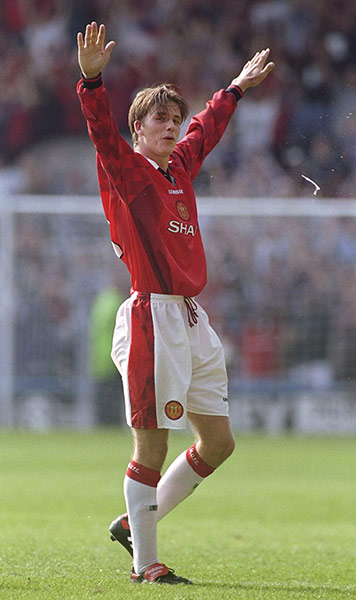 beckham's career: David Beckham of Manchester United in action