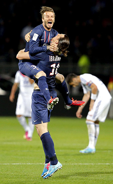 beckham's career2: Lyon v Paris Saint-Germain