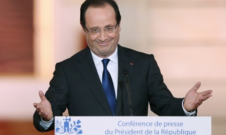 French President Francois Hollande gives a press conference on May 16, 2013 at the Elysee Palace in Paris, a day after his first anniversary in office was marred by news that France had fallen back into recession amid plummeting economic indicators.