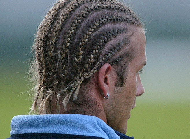 Beckham hair: David Beckham with cornrows