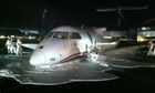 plane belly landing in Newark