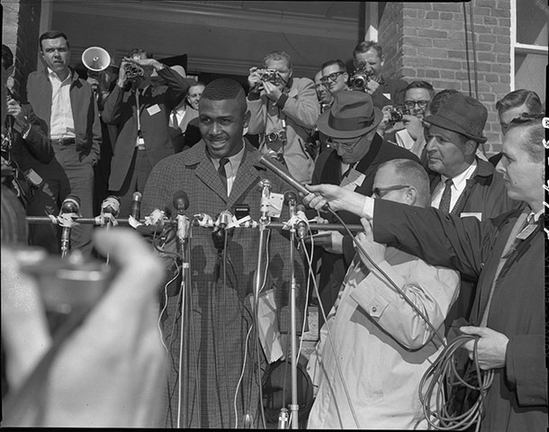 DPLA: Harvey Gantt being interviewed upon entering Clemson College