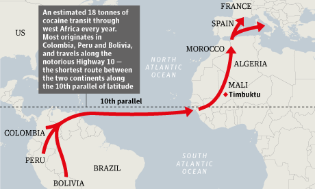 cocaine drug flows qaida sahara al through route lawlessness cashes