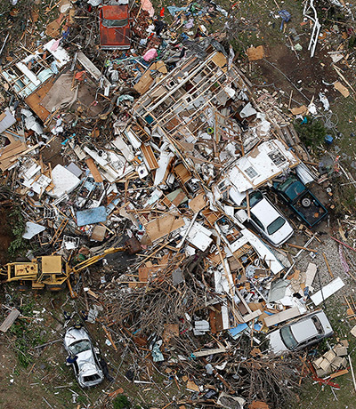 Tornado in USA: An aerial view of the damage caused by the tornadoes in Cleburne, Texas