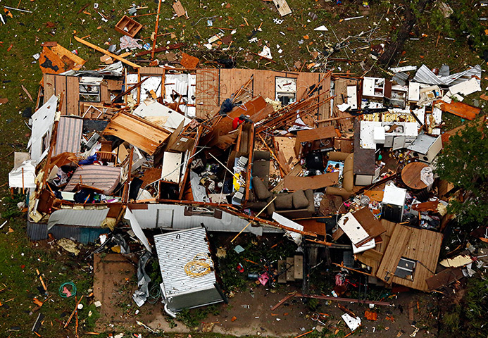 Tornado in USA: Home with extensive damage caused by the tornado in Granbury, Texas 