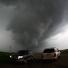 Tornado in the USA: Storm chasers get close to a tornadic thunderstorm, in South Haven, Kansas