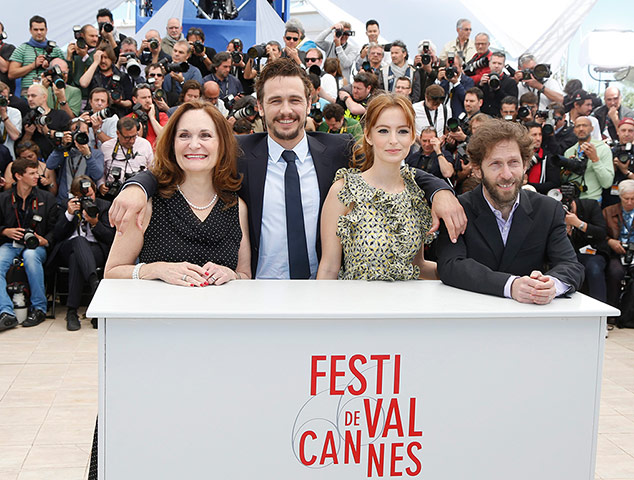 Cannes photocalls: Actor and director James Franco, poses with the cast (from left) Beth Grant