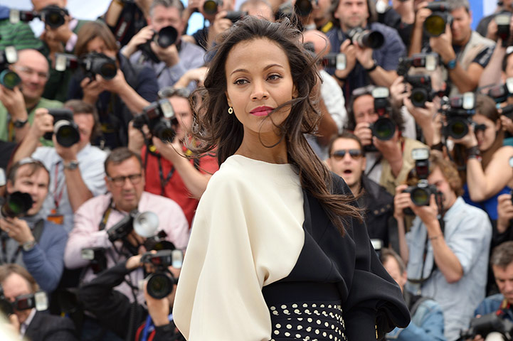 Cannes photocalls: Zoe Saldana at the photocall for Blood Ties