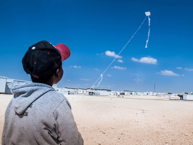 Syria refugees: Flying a Kite in Zaatri