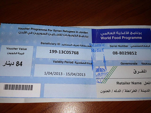 Syria refugees: Syriasn refugee food voucher