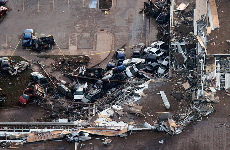 EF-4 update: Piled up cars outside The Moore Medical centre