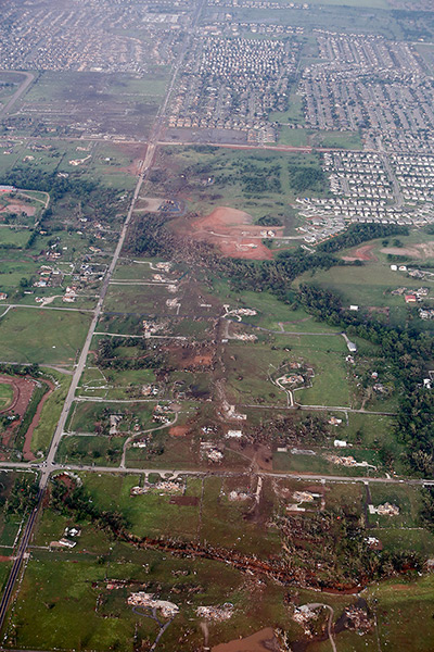 EF-4 update: An aerial photo shows the trail of destruction