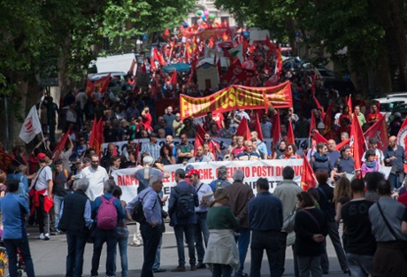Thousands of people protested in Rome urging Prime Minister Enrico Letta to focus on creating jobs.