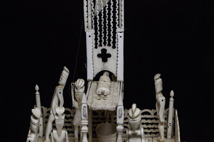 First Time Out : A detail of the model bone guillotine made by C19th POWs