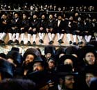 Hassidim Ultra Orthodox Jews during the wedding of the grandson of Beltz Rebbe in Jerusalem