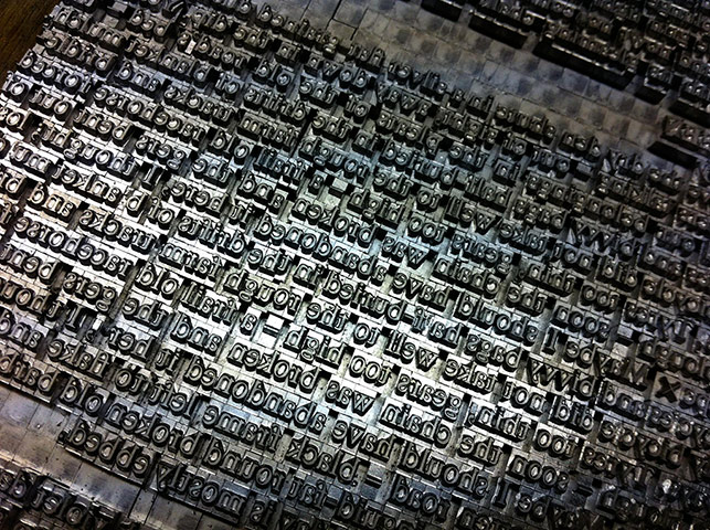 type set into the presses