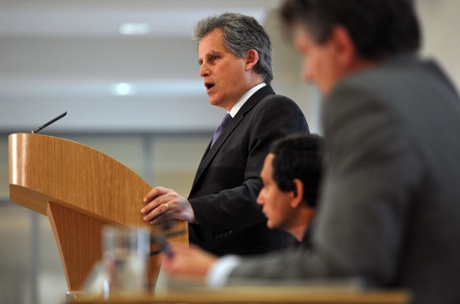David Lipton, First Deputy Managing Director of the International Monetary Fund (IMF), addresses a press conference at the conclusion of the IMF mission for the 2013 Article IV Consultations with the United Kingdom in central London, on May 22, 2013.