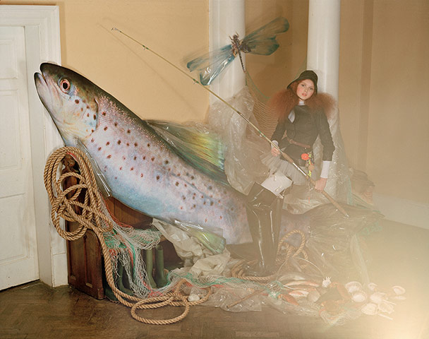 Tim Walker - in pictures: Lily Cole and giant fish<br/> Eglingham Hall, Northumberland, 2004