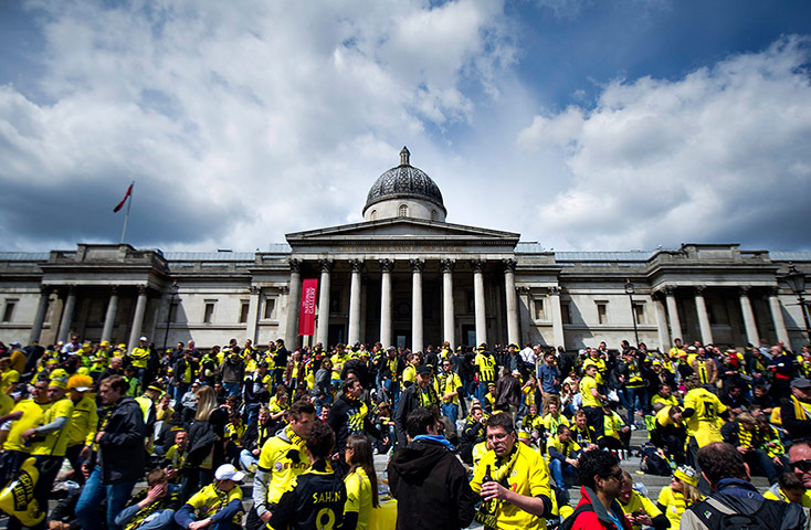 germans: Borussia Dortmund fans at Trafalgar Square
