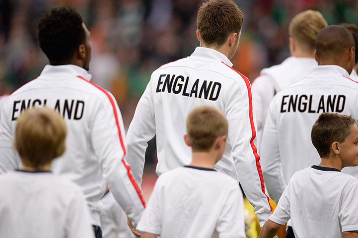 England v Republic: England team come out on the pitch