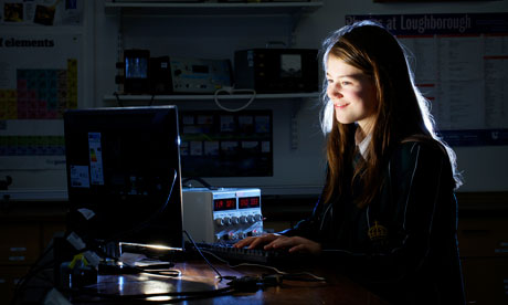 schoolgirl with computer